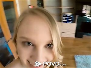 petite Lily Rader gets her cunny caressed